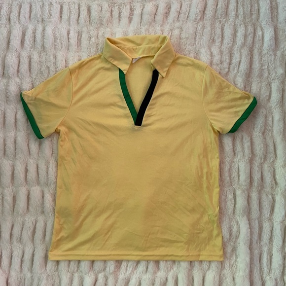 Yellow Polo Shirt with Green Accents (Forrest Gump Costume) - Picture 1 of 3